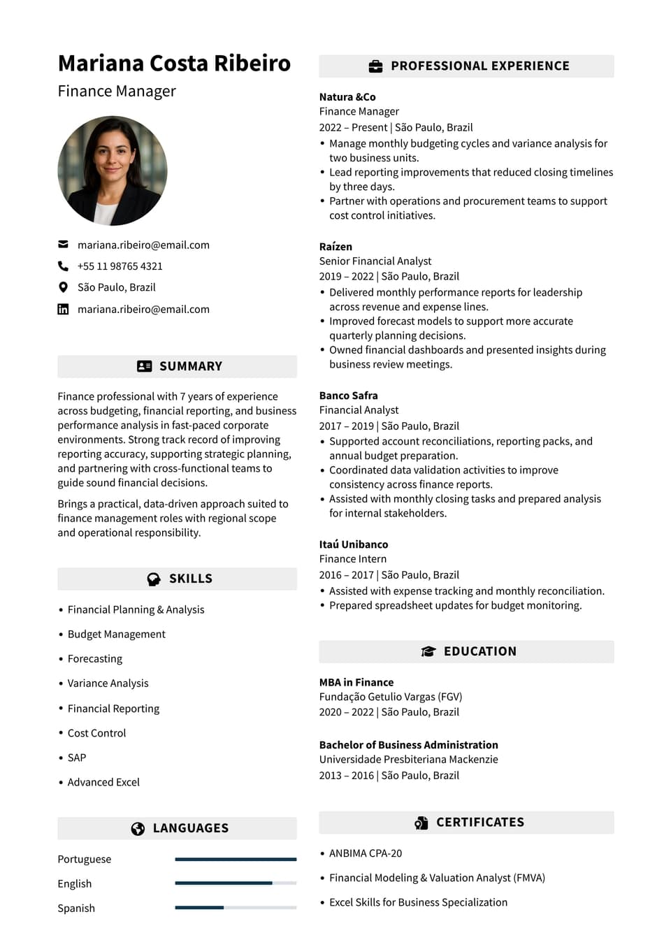 Product Manager resume example