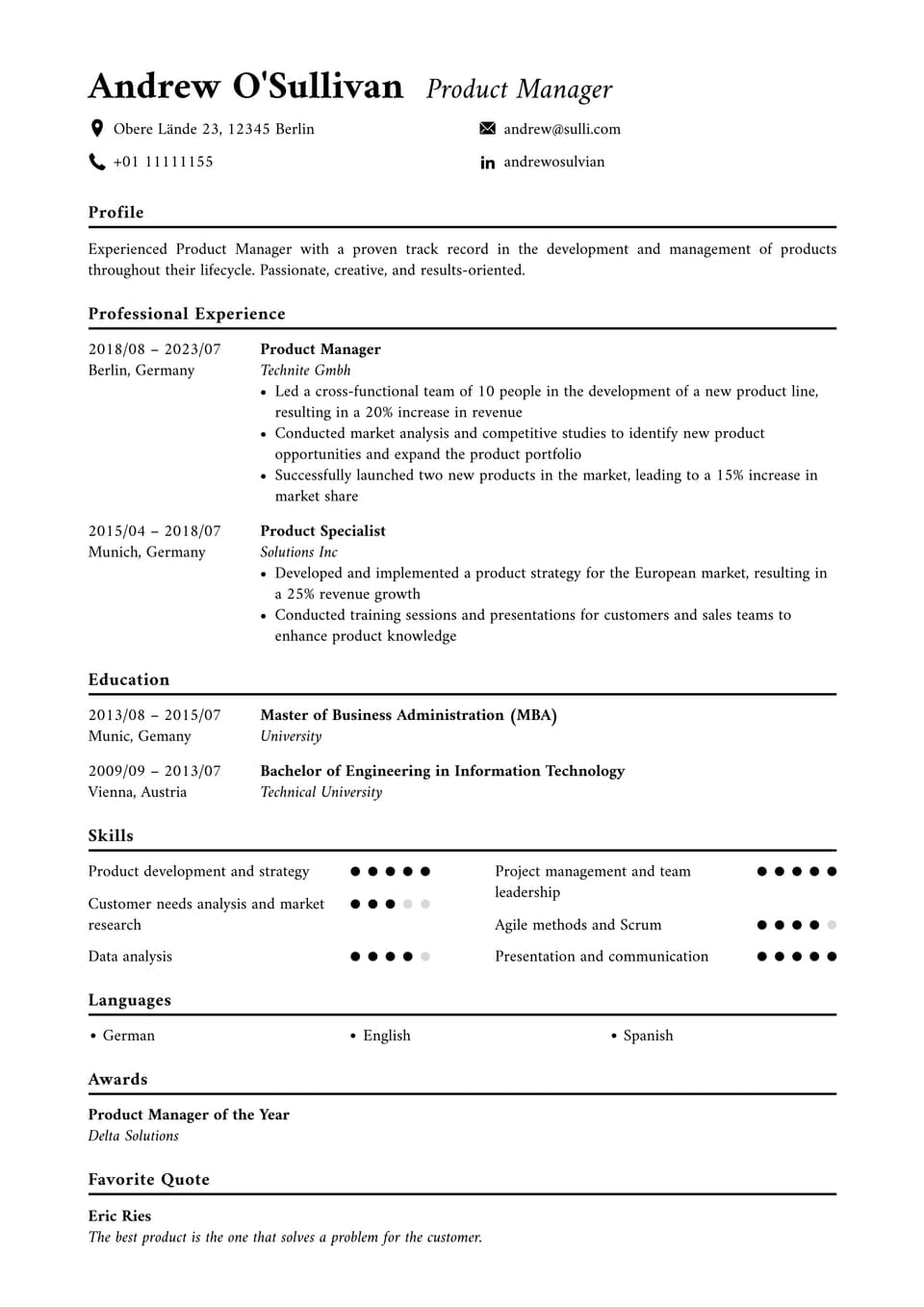 Project Engineer resume example